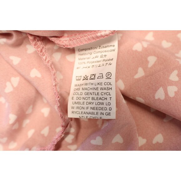 Shein Curve Pink Dress 4XL Allover White Heart Smock Tier Ruffle V-Neck Pullover - Picture 6 of 7